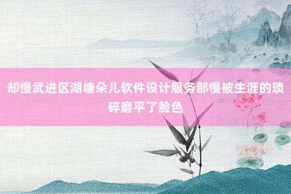 却慢武进区湖塘朵儿软件设计服务部慢被生涯的琐碎磨平了脸色